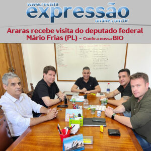 Leia mais sobre o artigo O prefeito de Araras/SP, Pedrinho Eliseu, recebe a visita do deputado federal Mário Frias (PL)