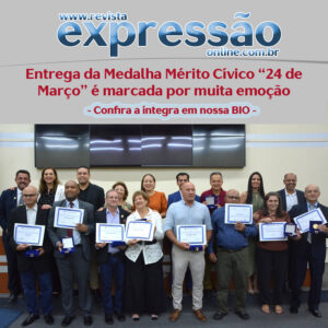 Leia mais sobre o artigo Entrega da Medalha Mérito Cívico é marcada por emoção e homenagens. Honraria foi entregue a cidadãos que prestam relevantes serviços à comunidade
