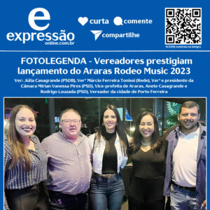 Leia mais sobre o artigo FOTOLEGENDA – Vereadores prestigiam lançamento do Araras Rodeo Music 2023