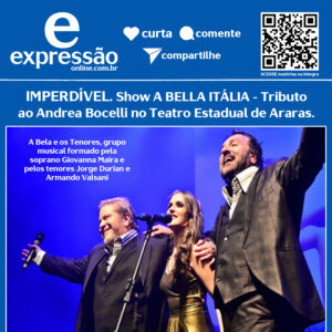 Leia mais sobre o artigo IMPERDÍVEL. Show A BELLA ITÁLIA – Tributo ao Andrea Bocelli no Teatro Estadual de Araras