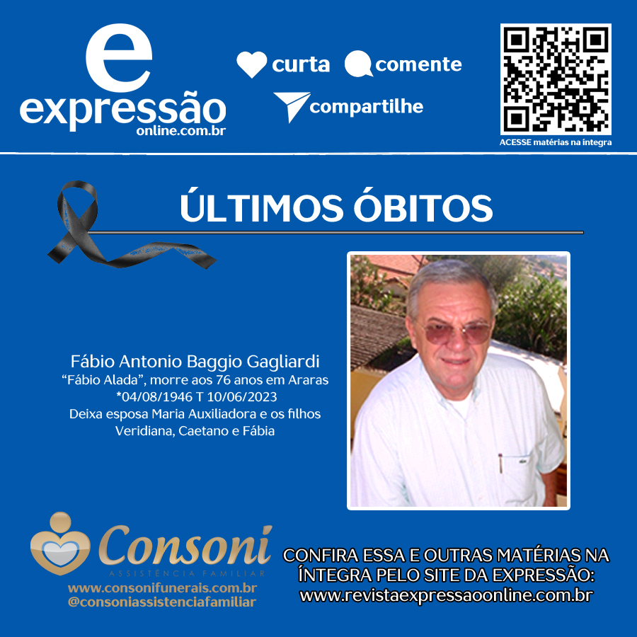 Leia mais sobre o artigo ÚLTIMOS ÓBITOS – A todos nossos sentimentos