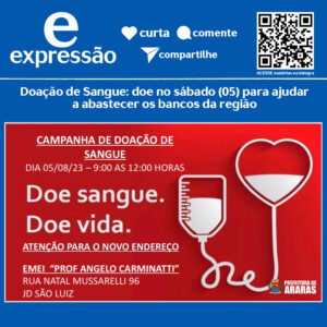 Leia mais sobre o artigo Doação de Sangue: doe no sábado (05) para ajudar a abastecer os bancos da região