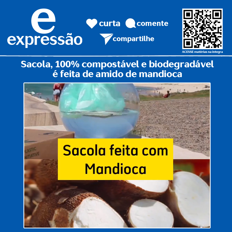 Leia mais sobre o artigo Sacola, 100% compostável e biodegradável é feita de amido de mandioca