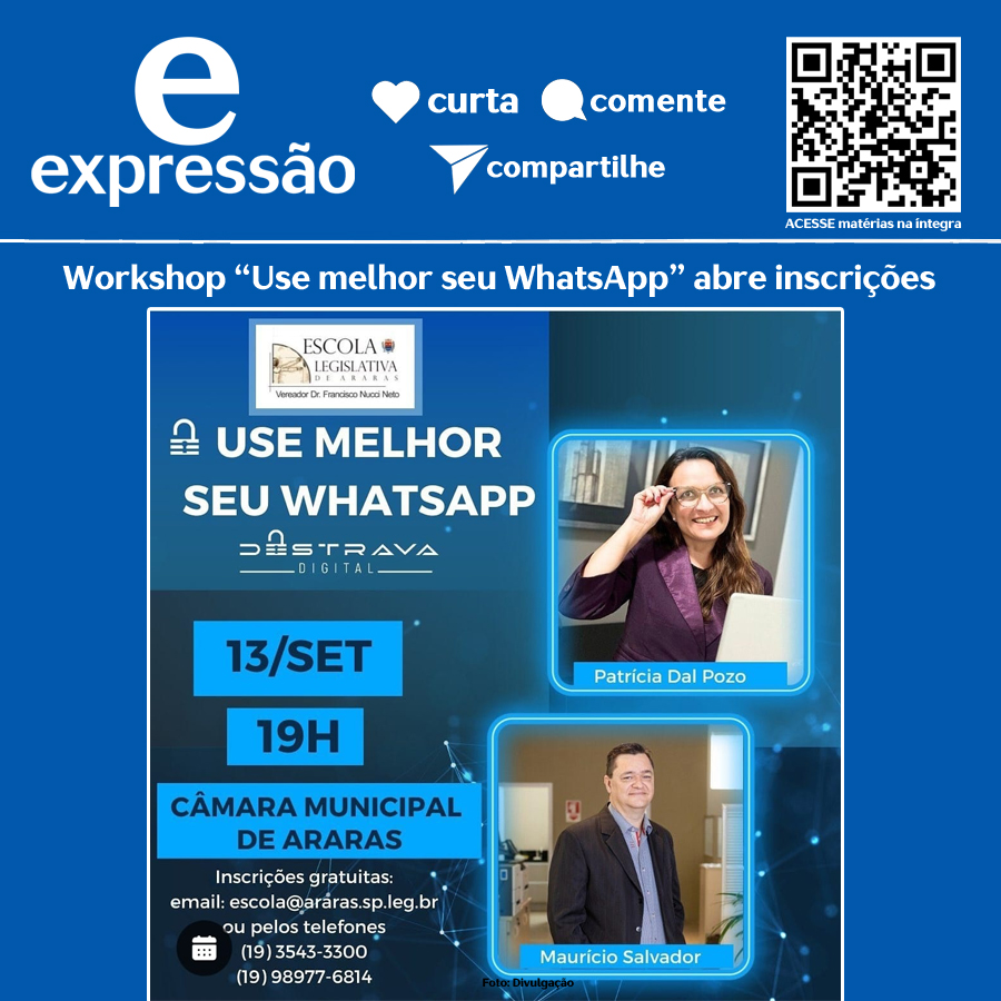 Leia mais sobre o artigo Workshop “Use melhor seu WhatsApp” abre inscrições
