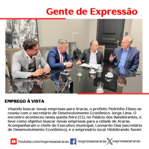 Leia mais sobre o artigo EMPREGO À VISTA. Prefeito Pedrinho Eliseu se reuniu com o secretário de Desenvolvimento Econômico Jorge Lima.